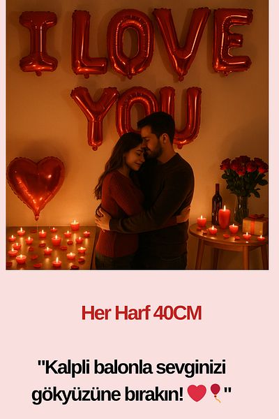 Baloncu Dede Red Heart Balloon Romantic Set Anniversary Valentine's Day Marriage Proposal Supplies and Ornaments