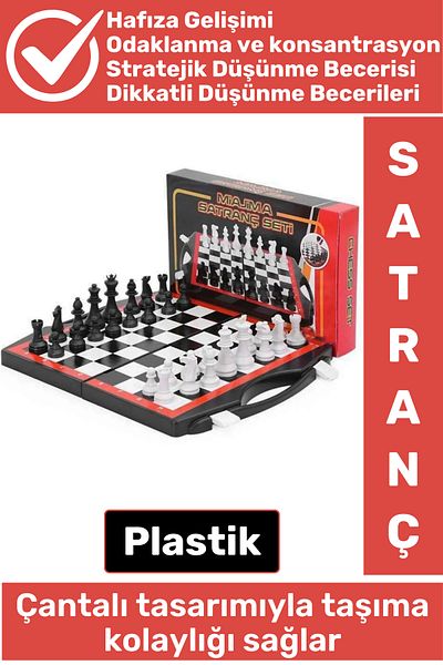 Wintoup Compact Strategic Thinking Focus Memory Skill Social Development Design Plastic Chess with Bag