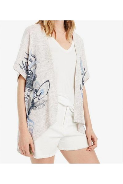 Desigual Gray blouse without closure made of thin knit with attached white cotton tank top Lorna, S