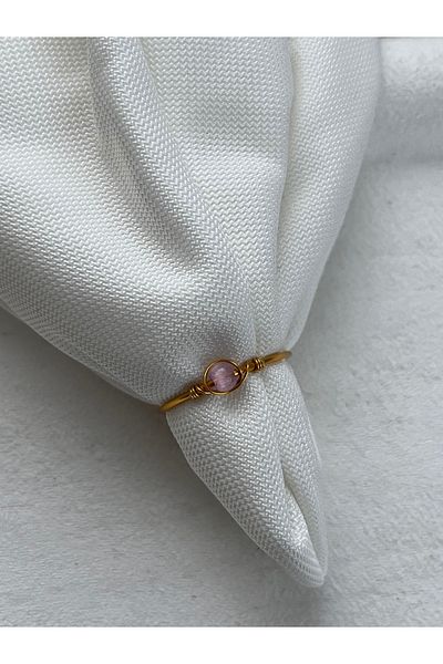 Pel Design Minimal Purple Cat Eye Adjustable Gold Wire Ring
