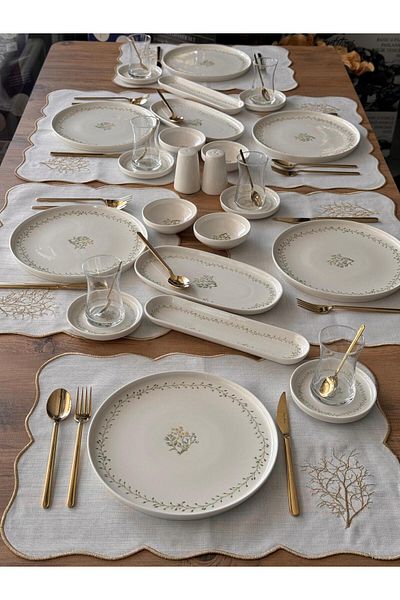 Meri Ev Gereçleri Arboles Breakfast Set 6 People 76 Pieces