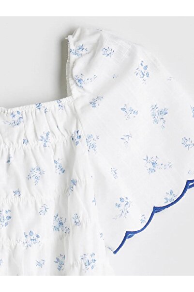 LC Waikiki LCW Παιδική μπλούζα με λουλουδάτο τετράγωνο γιακά (S5)