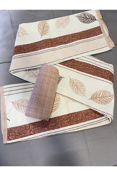 ŞENER HOME Leaf Patterned Sheet Elastic Single Pique Set
