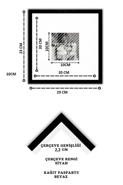 Araste Square Photo Frame - 20X20 cm with Real Glass and Pasture