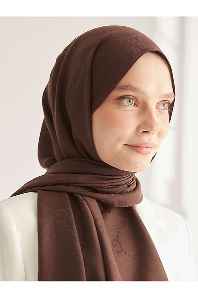 MENESSA Cotton Jacquard Shawl g Pattern Bitter Brown