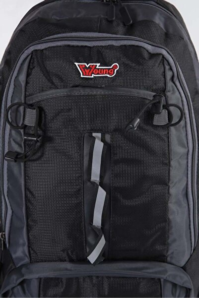 YOUNG Black Gray Mountaineer Camping Travel Backpack 55L 51504