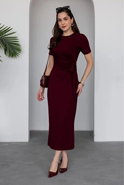 MODAMİNEM Γυναικείο υφασμάτινο φόρεμα με δέσιμο στο πλάι