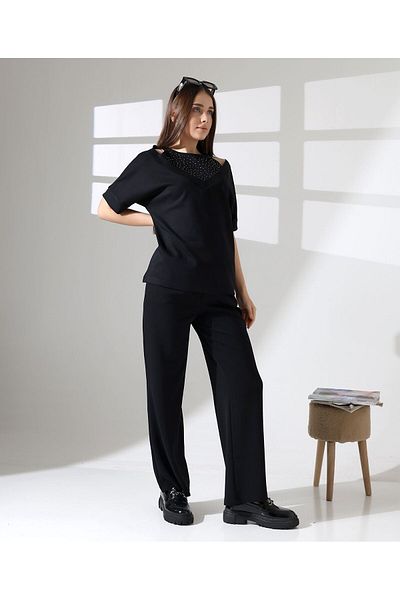 VirtuStore Black Bottom Top Double Set