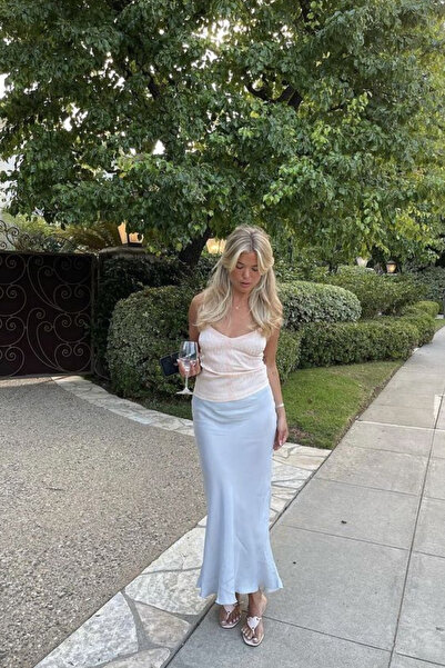 thesunfyre Жіноча стильна літня атласна спідниця довжиною міді