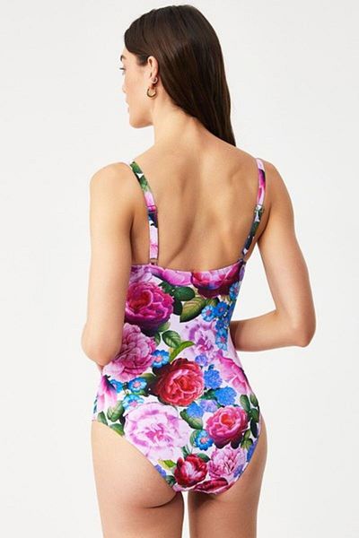 Kom Bustless Wire Fiore Pink Flower Patterned Recovery Swimsuit