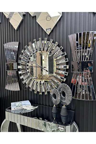 QUAL 3’LÜ AYNALI DUVAR SAATİ VE APLİK AYNALAR SET