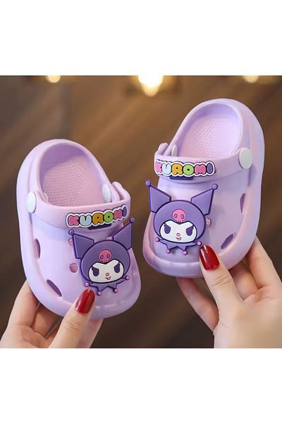 synshop Kuromi Kuromili Anime Figure Cat Girl Children Slippers Sandals Summer Home Non-Slip Soft Sole