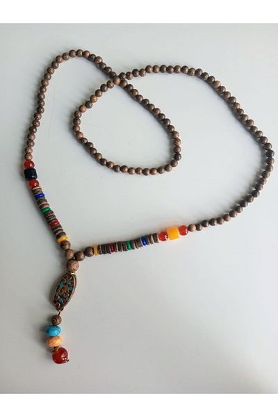 Enjoy Colorful Natural Stone Handmade Necklace Wooden Beaded Ethnic Design