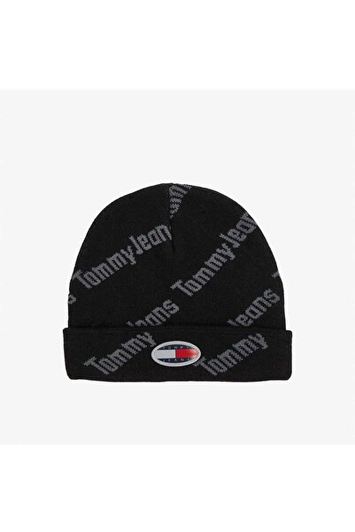 Tommy Jeans قبعة سكيتير بوي إس بياني مطبوعة للرجال باللون الأسود