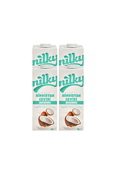 NİLKY Nilky Şekersiz Hindistan Cevizi Sütü Glütensiz Bitkisel Bazlı Laktosuz Vegan4x1 lt