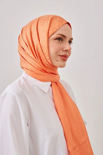 MENESSA Silky Jacquard Shawl Lsy Pattern Light Orange