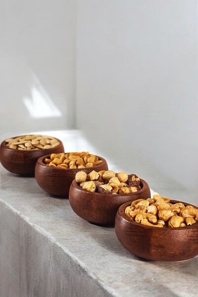 LUMİNA 4 وعاء خشبي دائري للوجبات الخفيفة - 9 سم