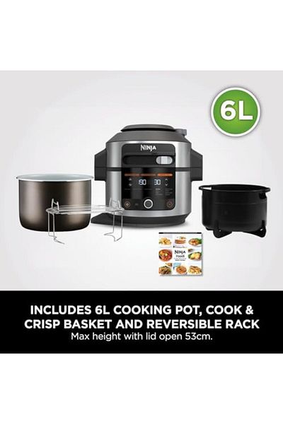 NINJA Foodi 11-in-1 SmartLid Multi-Cooker, 6L, Electric Pressure Cooker & Air Fryer