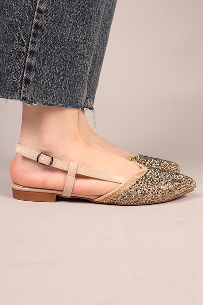 Birikon Zany Stoned Straw Ballerina Platinum