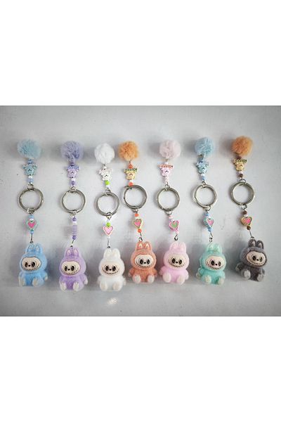 Acousticworld Cute monsters labubu cute fluffy keychain