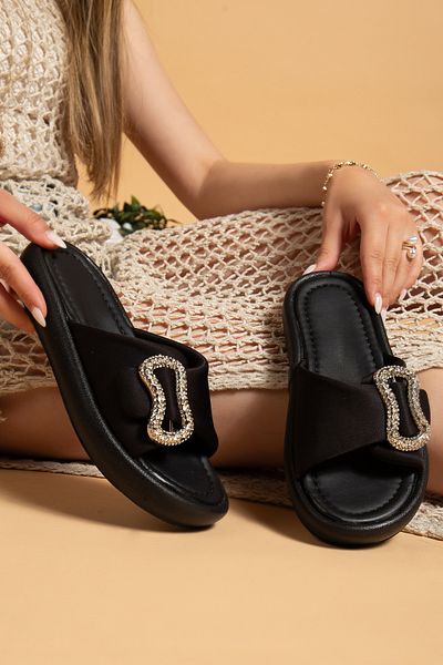 uway Shiny Stone Buckle Women's Non-Slip Soft Orthopedic Sole Daily Slippers