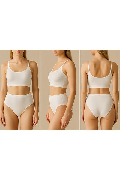 BRNCY Women's 3-Piece 100% Cotton White Panties Set