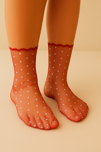 DİLARRA Boutique Red Sequin Tulle Socks