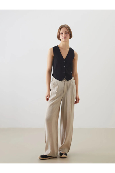 LC Waikiki Xside Beige Elastic Waist Women's Trousers
