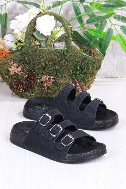 fort 100403 Pienn Anatomical Flexible Comfortable Glitter Printed Three Buckle Women's Slippers