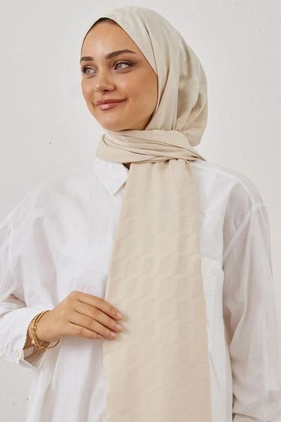 MENESSA Silky Jacquard Shawl Waterway Pattern Stone