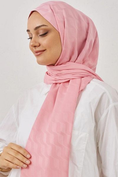 MENESSA Silky Jacquard Shawl Waterway Pattern Powder