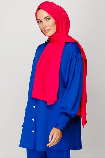 MENESSA Silky Jacquard Shawl Waterway Pattern Fuchsia
