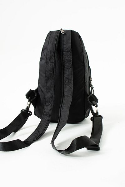 Sanmorris 6005 Unisex Parachute Fabric Water Resistant 3 Compartment Body Bag with Crossbody and Backrest Strap Black