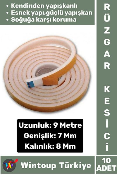 Wintoup Premium Adhesive Window Insulation Tape Wind Cold Cutter Glass Insulation Sponge 9 Meters X 10 Pieces