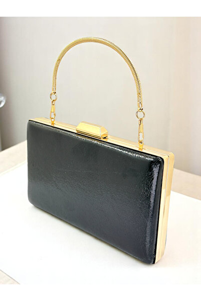Biçanta Model nou Culoare neagră Model strălucitor Curea cu lanț Mâner Femei ...