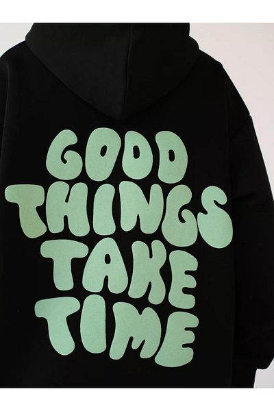 Boi Unisex Good Things Take Time Φούτερ Μαύρο