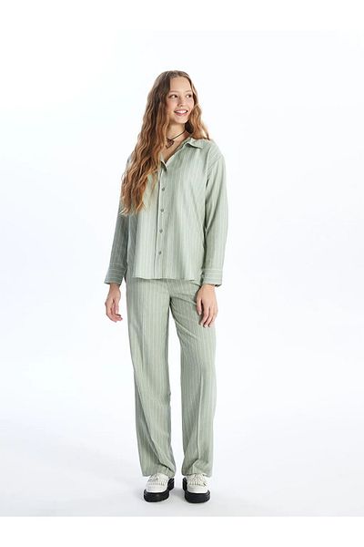 LC Waikiki Lcw vision khaki standard fit striped linen blend women's pants