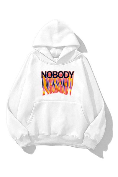 Boi Unisex φούτερ Nobody Hoodie White