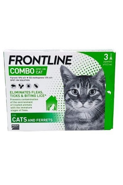 FRONTLINE Flea & Tick Treatment for Cats and Ferrets - 3 Pipettes