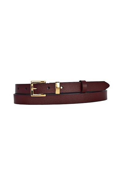 GoDeri 100% Genuine Leather Gold Color Suit Bridge Claret Red Women's Belt 2cm Fits All Clothes_Kare-Gold