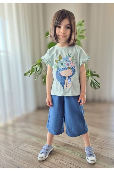 My Baby's World Flower Girl Muslin Pants Girl's Summer Cotton Suit Mtyk0060