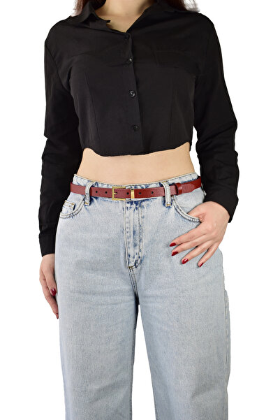 GoDeri %100 Hakiki Deri Gold Renk Takım Köprülü Kırmızı Kadın Kemeri 2cm Bütün Kıyafetlere Uyar_Kare-gold