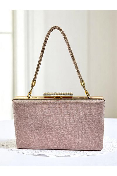 Biçanta Dot Pattern Rosegold Color Women's Evening Dress Bag Wedding Engagement Graduation