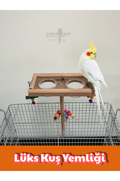 Paks Pet Premium Wooden Bird Feeder, Cage Top Bird Feeder, Cockatiel, Budgie Luxury Bird Feeder