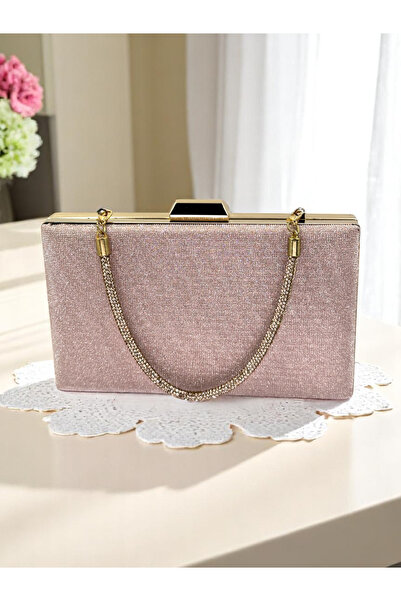 Biçanta Dot Pattern Rosegold Color Women's Evening Dress Bag Wedding Engagement Graduation