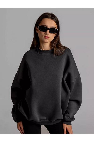 Boi Unisex Basic Crew Neck Φούτερ Anthracite