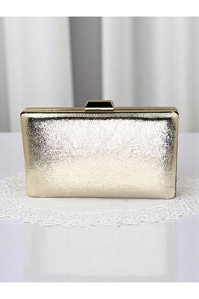 Biçanta New Model Gold Color Shiny Patterned Chain Strap Handle Women's Evening Dress Bag Wedding Engagement Graduation