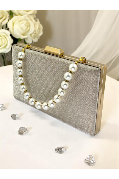 Biçanta Dot Pattern Gold Color Women's Evening Dress Bag Wedding Engagement Graduation