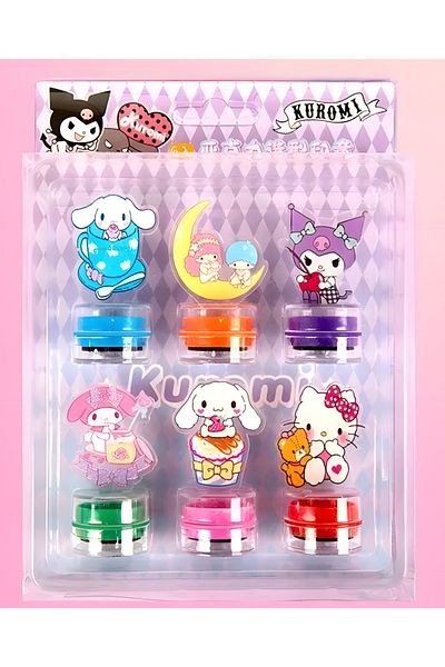 kardelen kırtasiye 6Pcs Sanrio Kuromi Quality Printing Seal Stamp for Kids Stamping Educational Fun Game