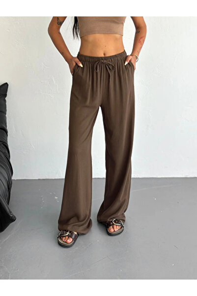 CyRo Pantaloni de damă cu picior larg și talie elastică in TOLON